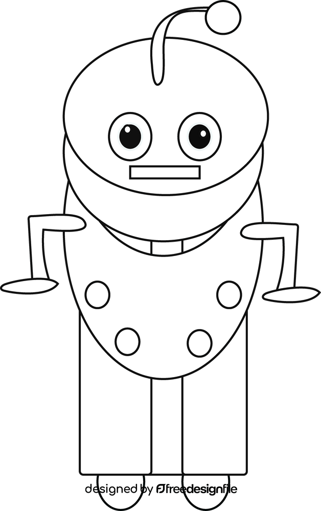 Robot illustration black and white clipart