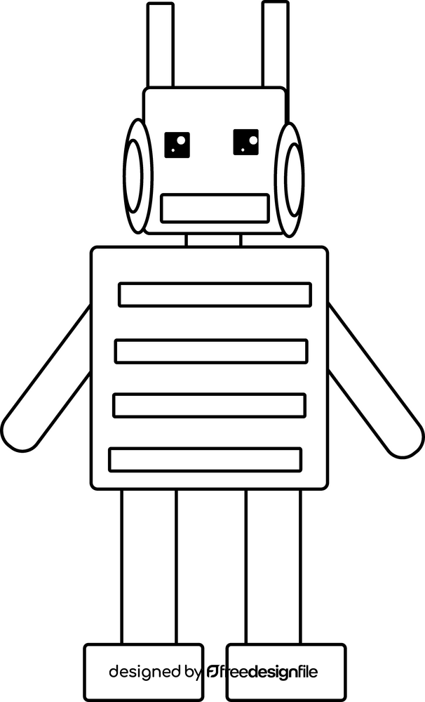 Free robot black and white clipart