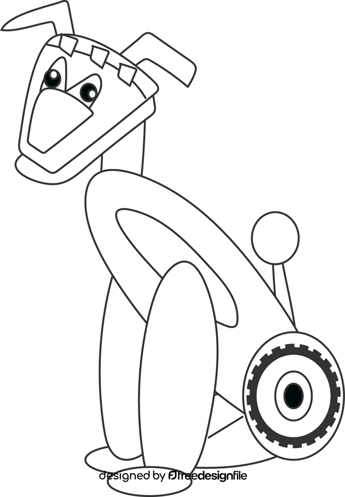 Cartoon dog robot black and white clipart