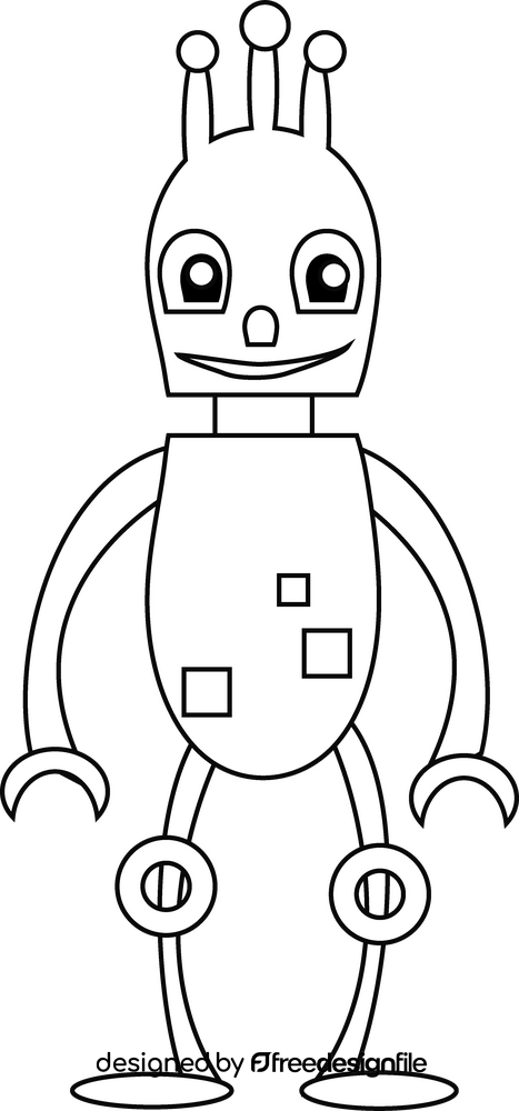 Yellow robot black and white clipart