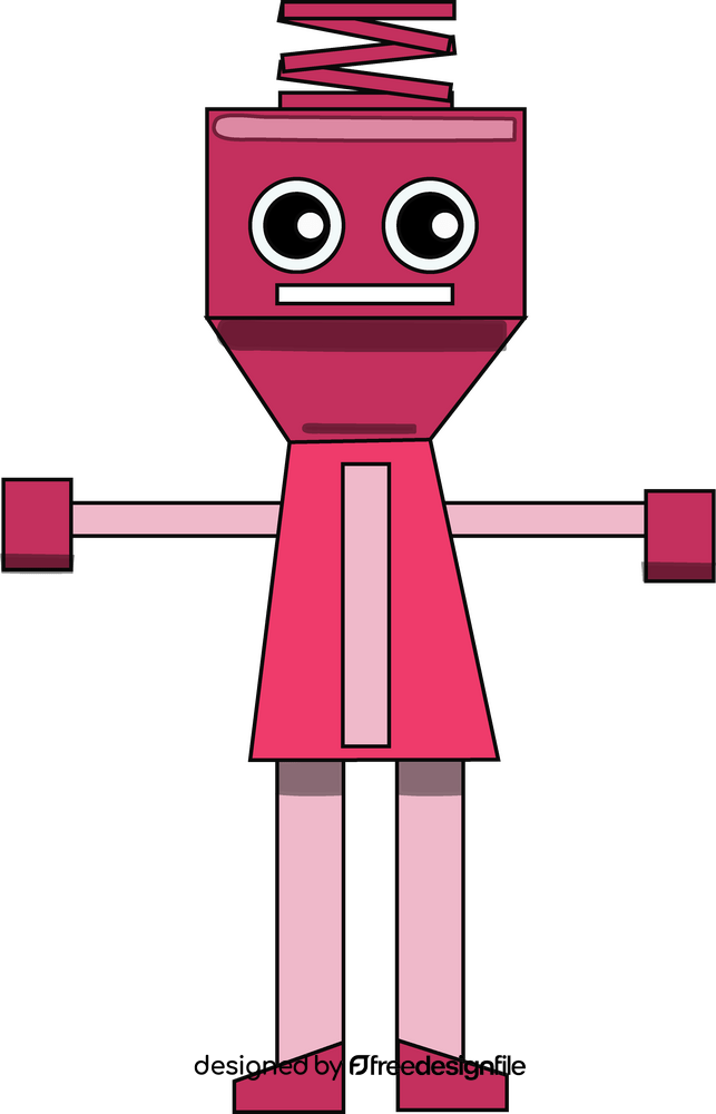 Pink robot with a coil spring on the head clipart