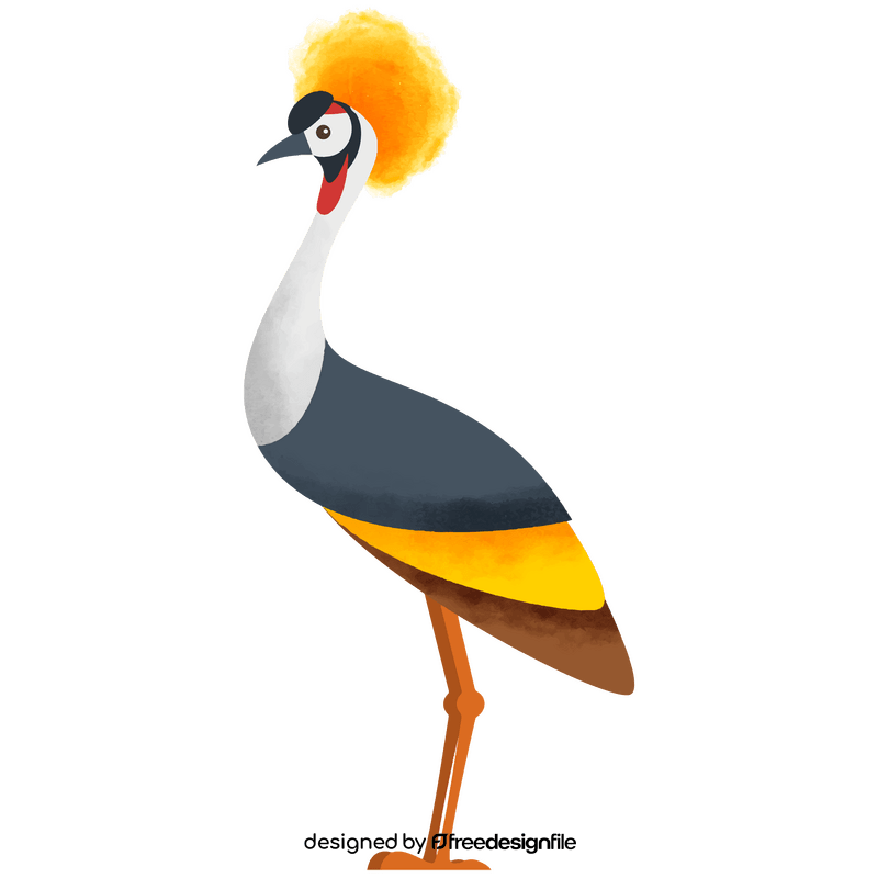Crowned crane bird clipart