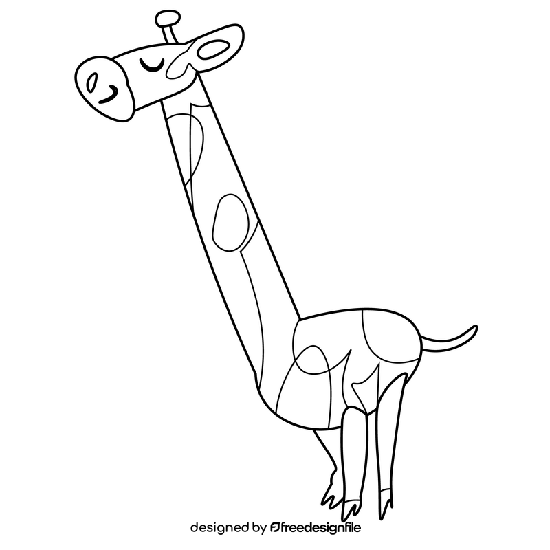 Giraffe black and white clipart