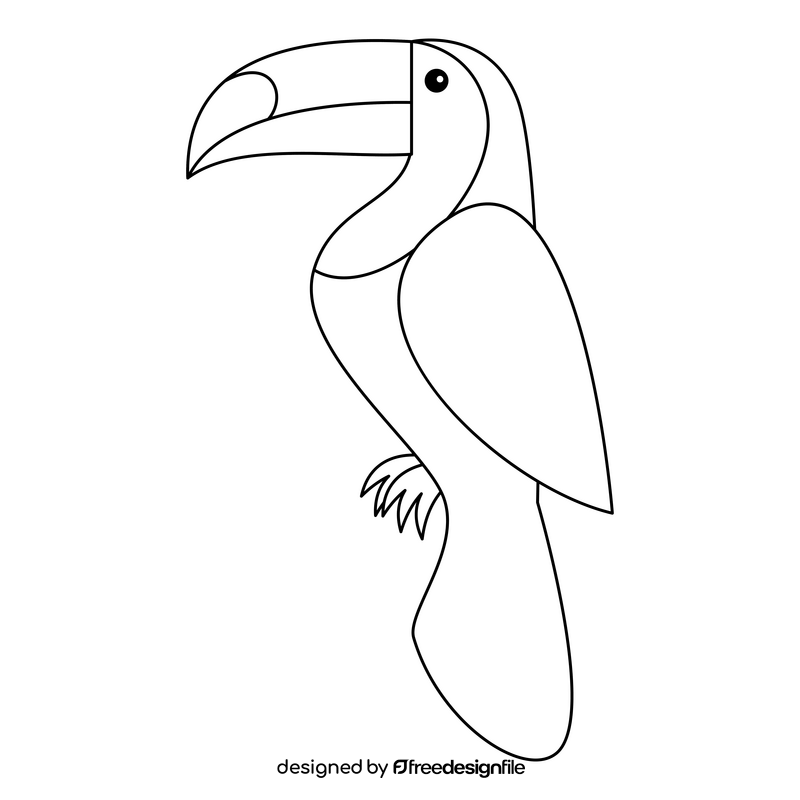 Toucan black and white clipart