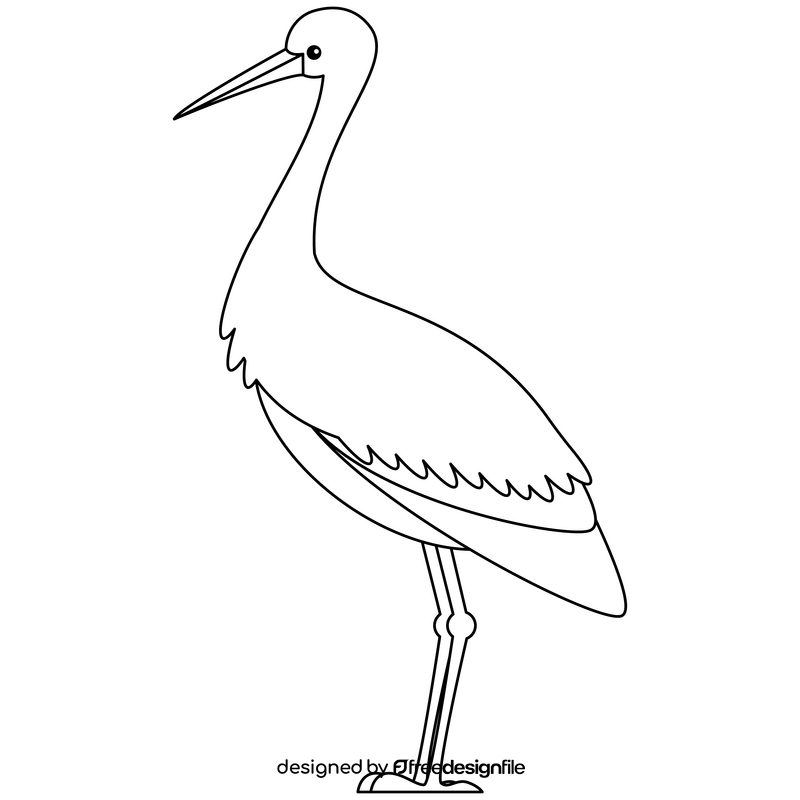 Stork black and white clipart