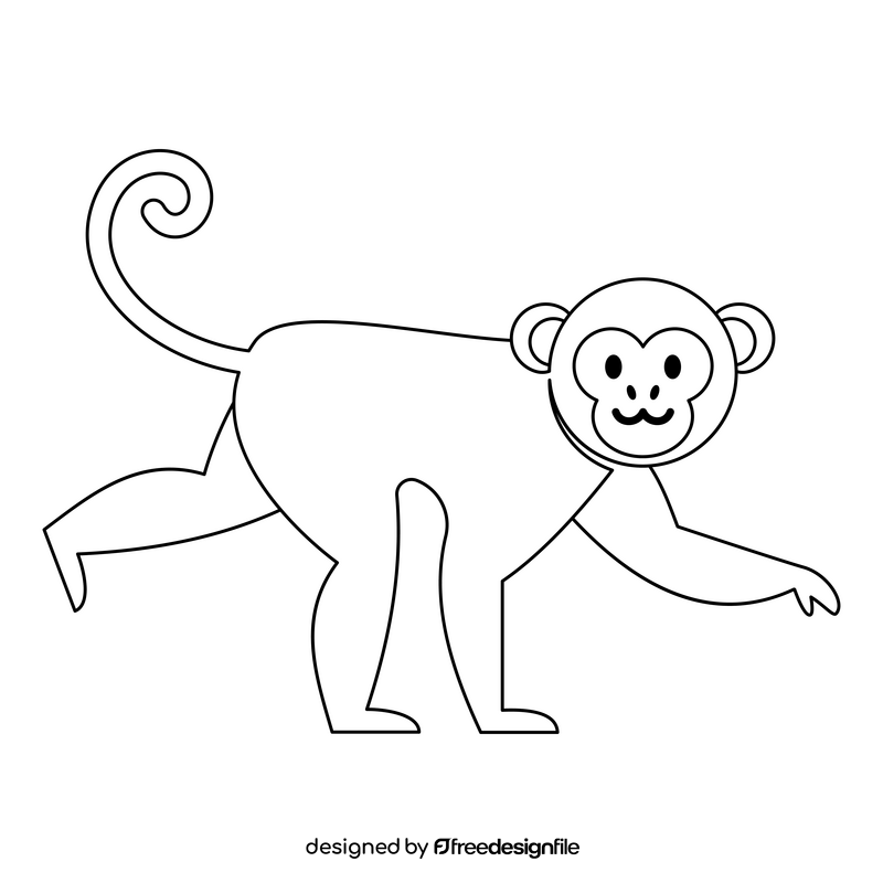 Monkey black and white clipart
