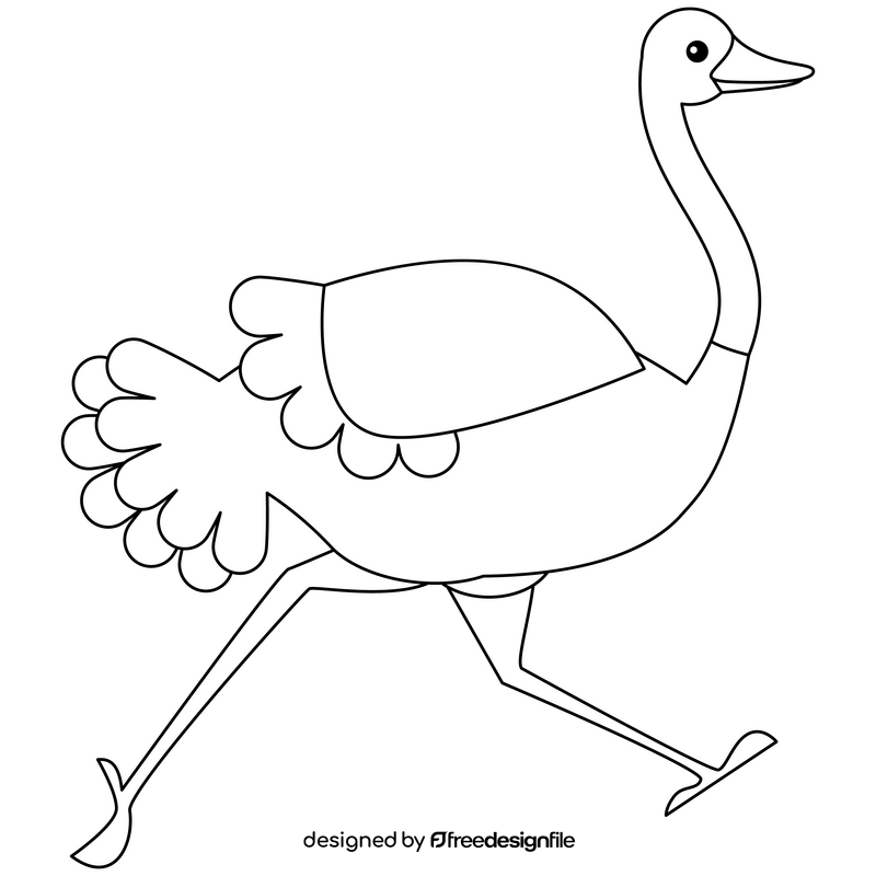 Ostrich black and white clipart