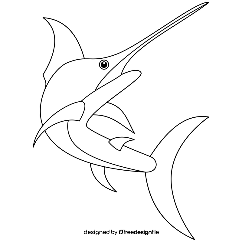 Swordfish black and white clipart