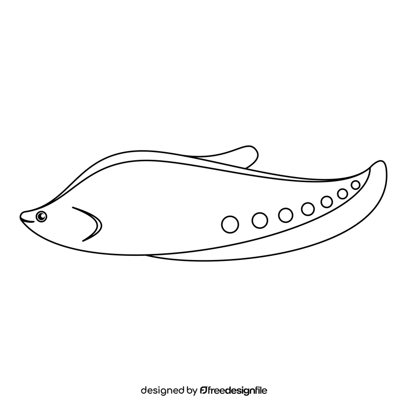 Clown knife fish black and white clipart