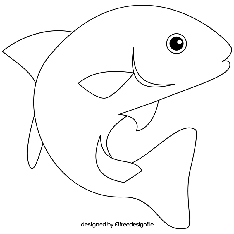 Salmon fish black and white clipart