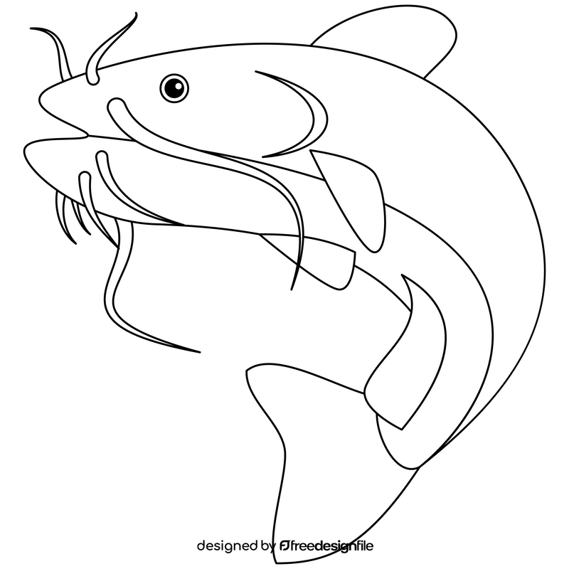 Catfish black and white clipart