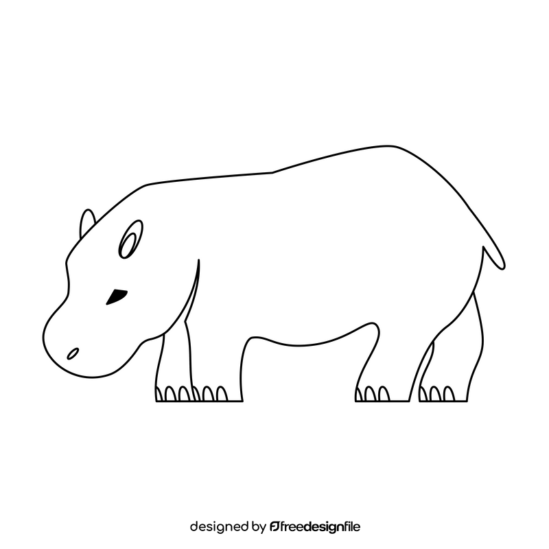 Hippo black and white clipart