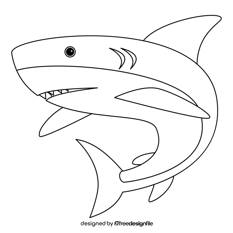 Shark black and white clipart vector free download