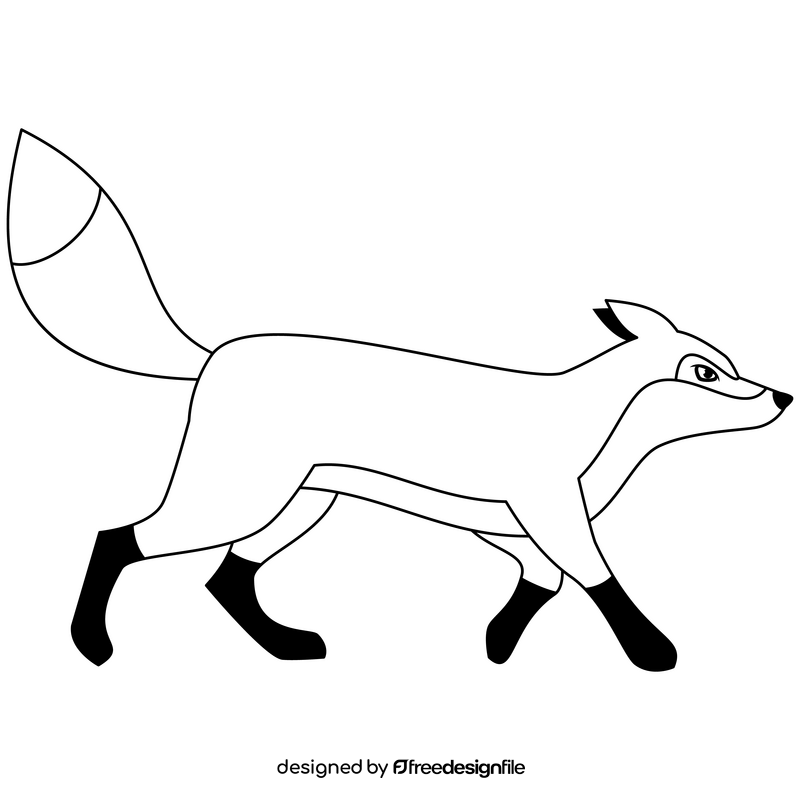 Fox black and white clipart