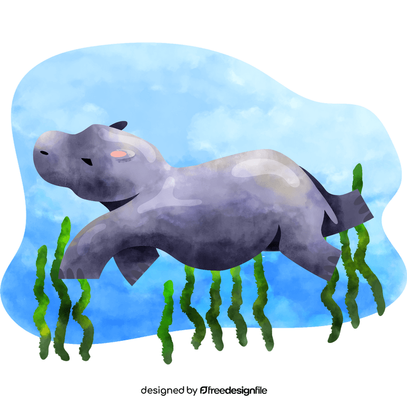 Hippopotamus swimming vector