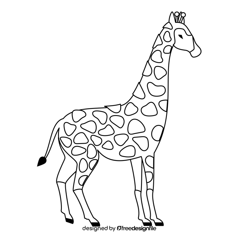 Giraffe black and white clipart