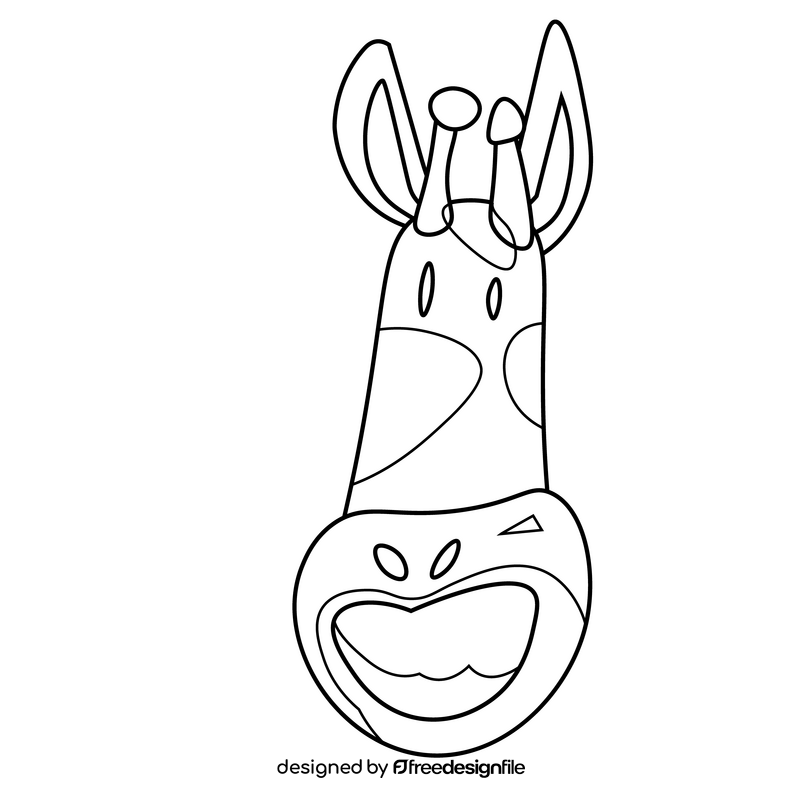 Giraffe animal smiling black and white clipart