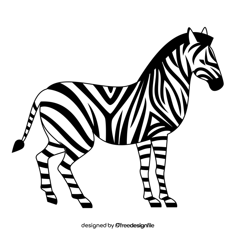 Zebra black and white clipart