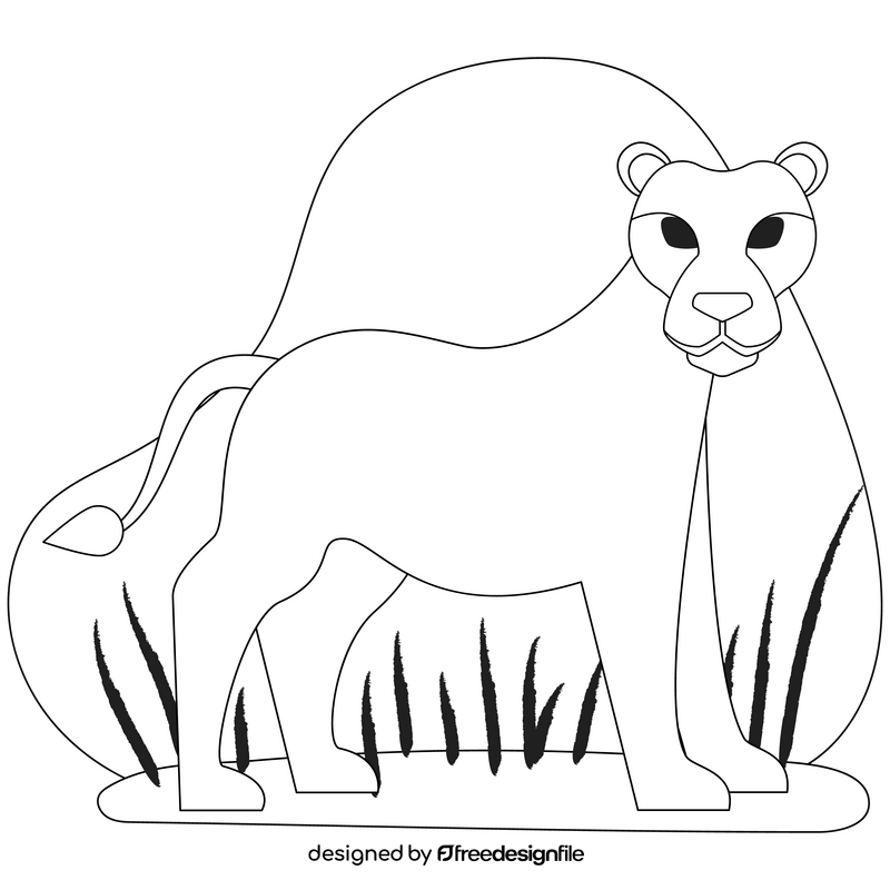 Lioness drawing black and white clipart