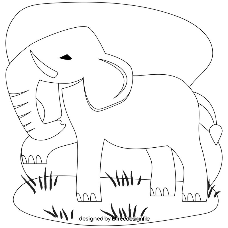 Elephant looking up drawing black and white clipart