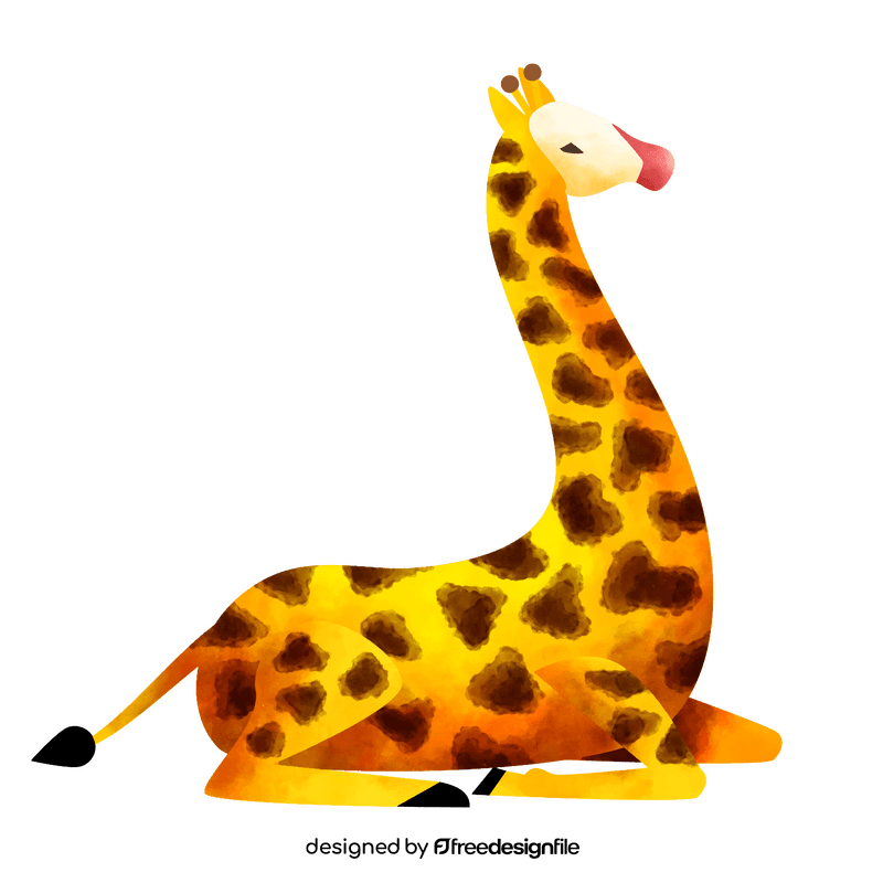 Giraffe lying down clipart
