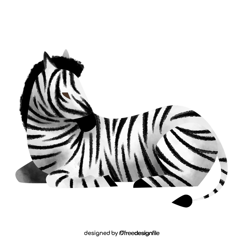 Zebra lying down clipart