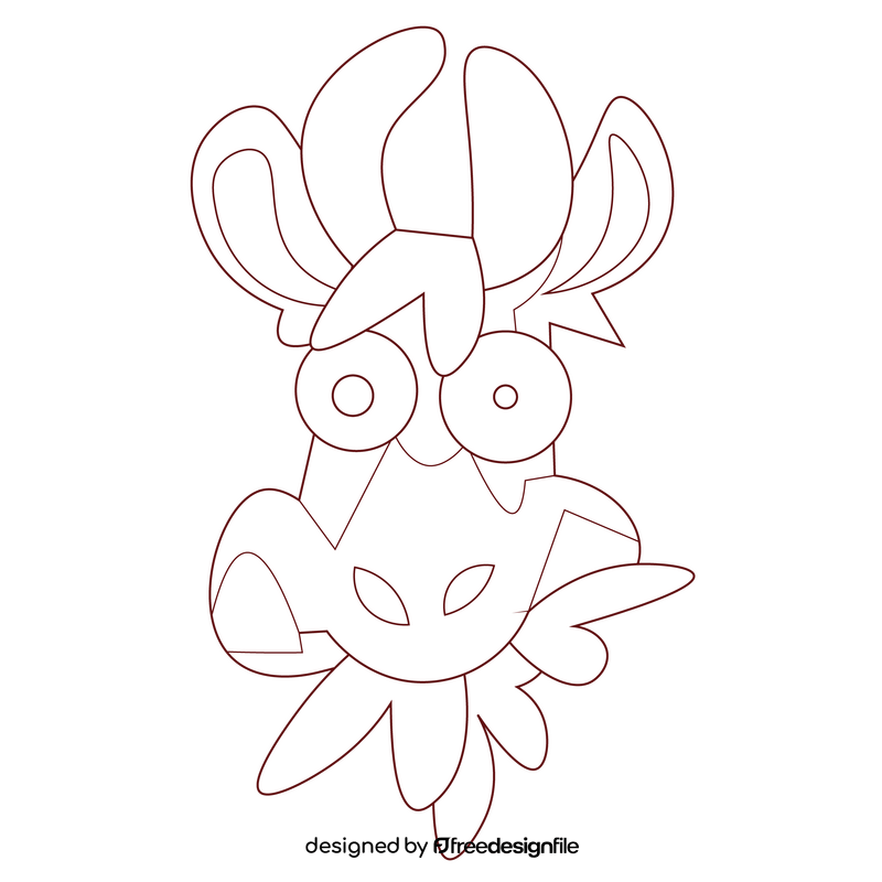 Cartoon goat face black and white clipart