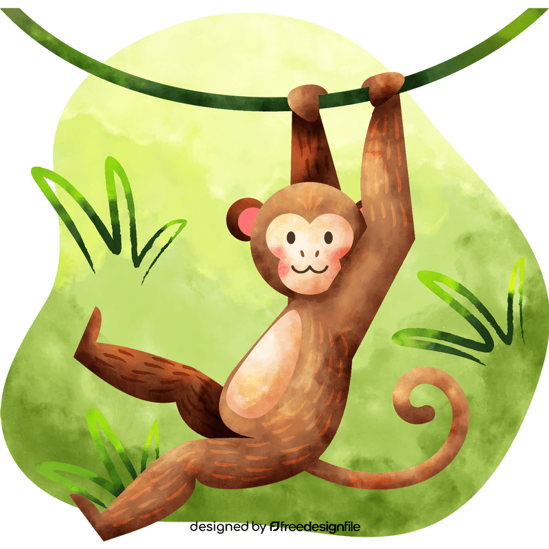 Monkey swinging on vine vector