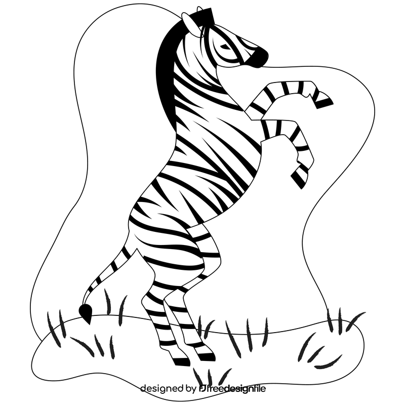 Zebra standing drawing black and white clipart