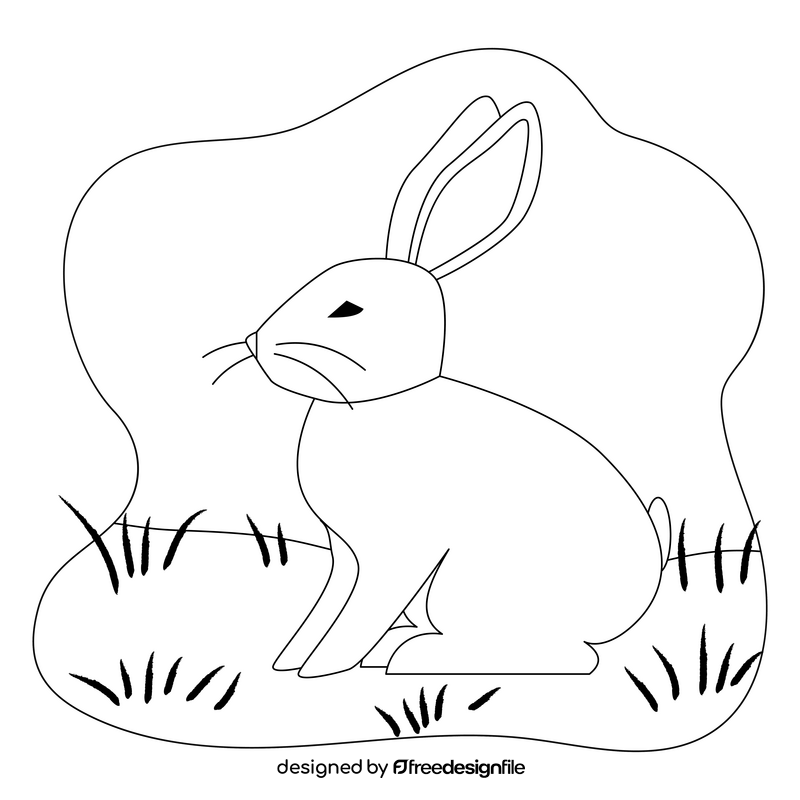 Rabbit drawing black and white clipart