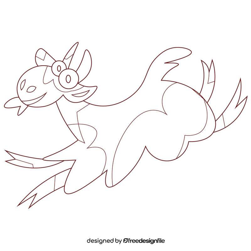 Funny goat cartoon black and white clipart