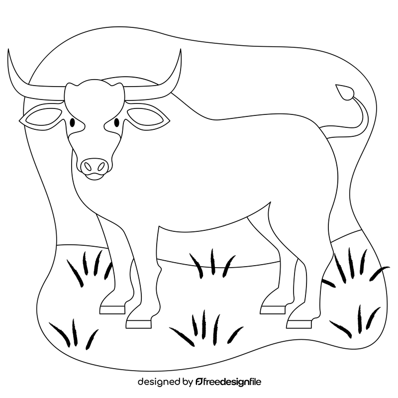 Ox drawing black and white clipart