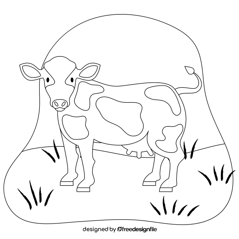 Cow drawing black and white clipart
