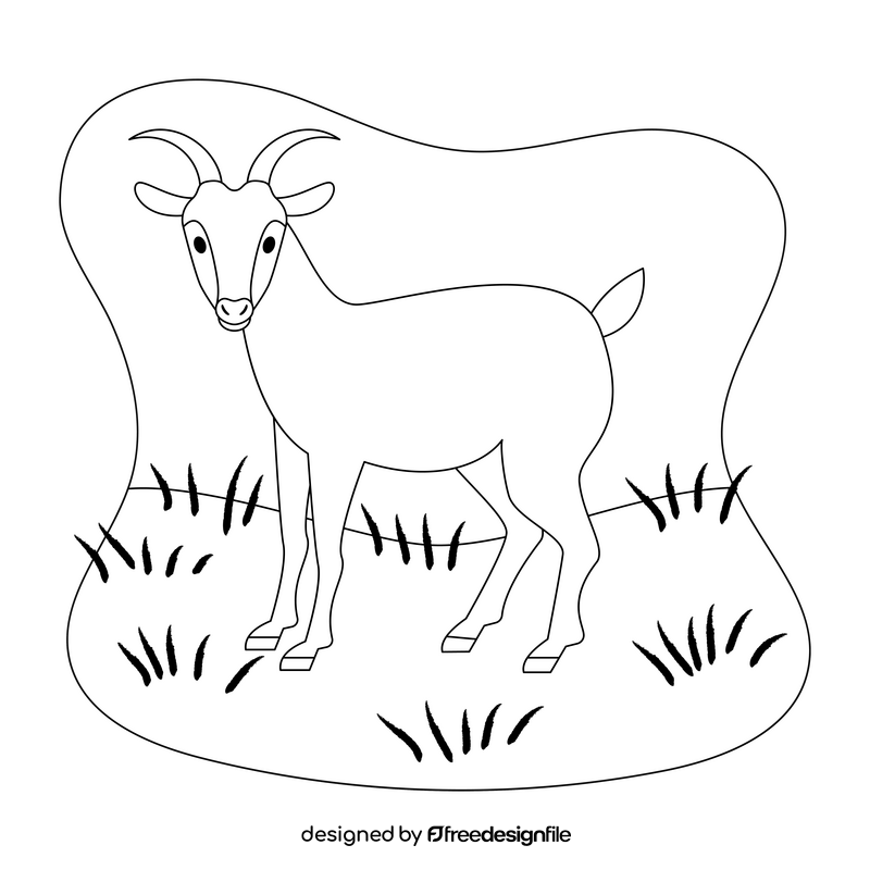 Goat drawing black and white clipart