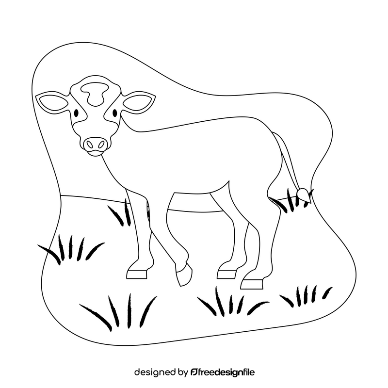 Calf drawing black and white clipart