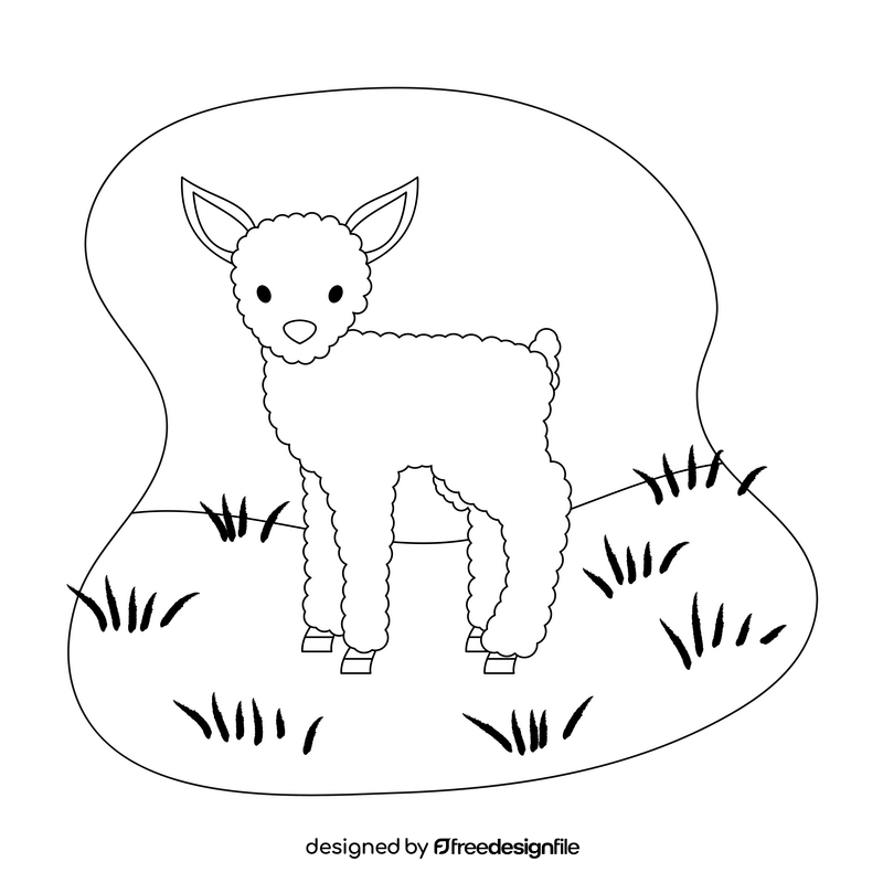 Lamb drawing black and white clipart