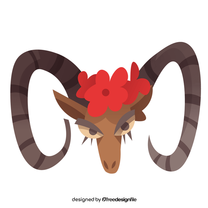 Goat decorated with flowers clipart