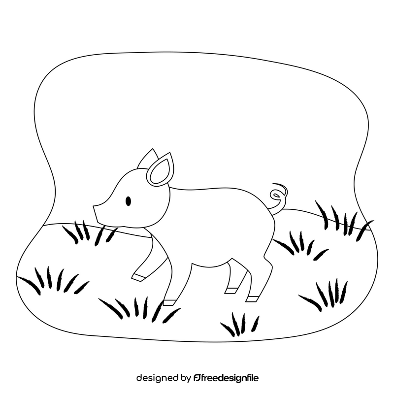 Piglet drawing black and white clipart