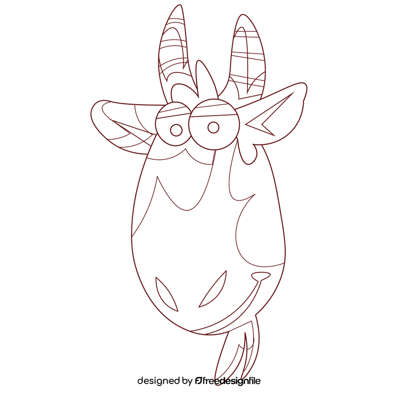 Cute goat male black and white clipart