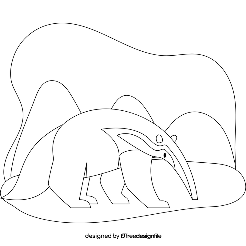 Anteater outline black and white clipart