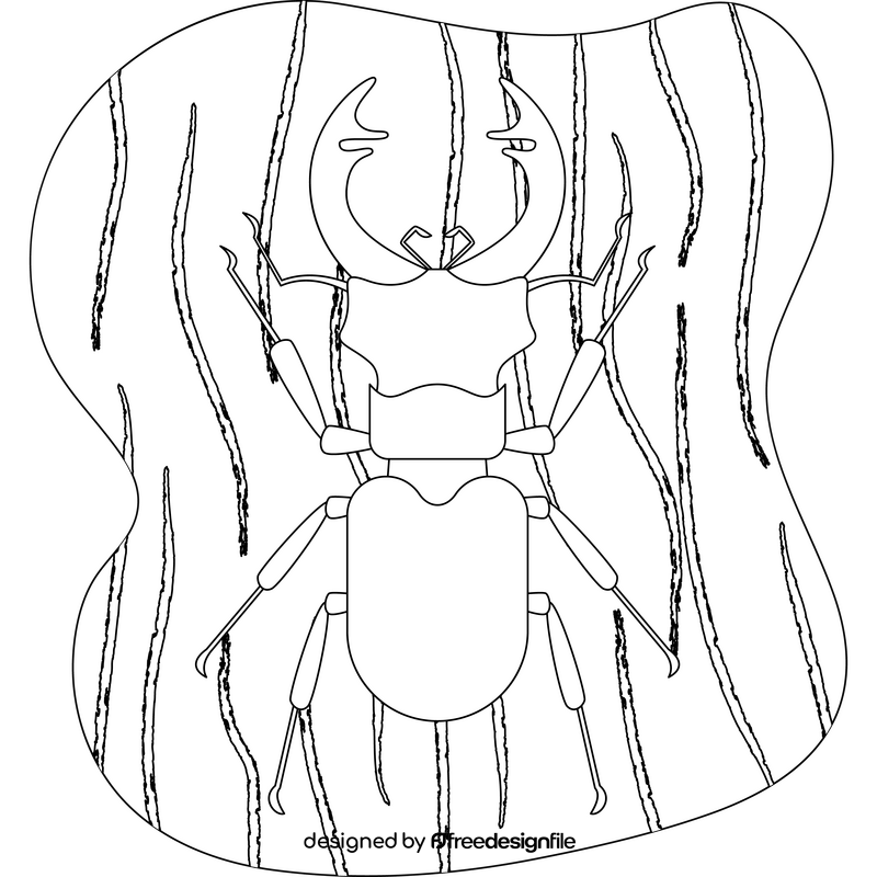 Stag beetle outline black and white clipart