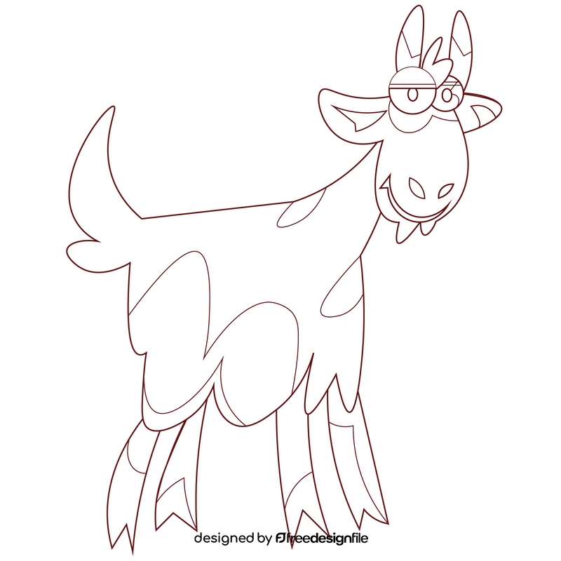 Goat cartoon black and white clipart