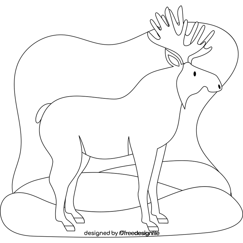 Moose outline black and white clipart