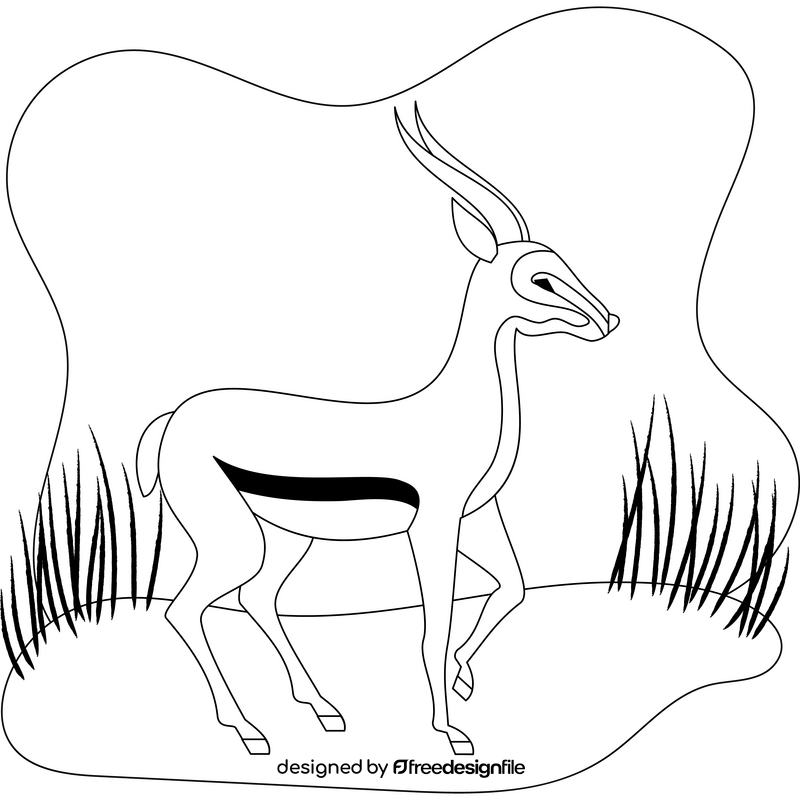 Antelope outline black and white clipart