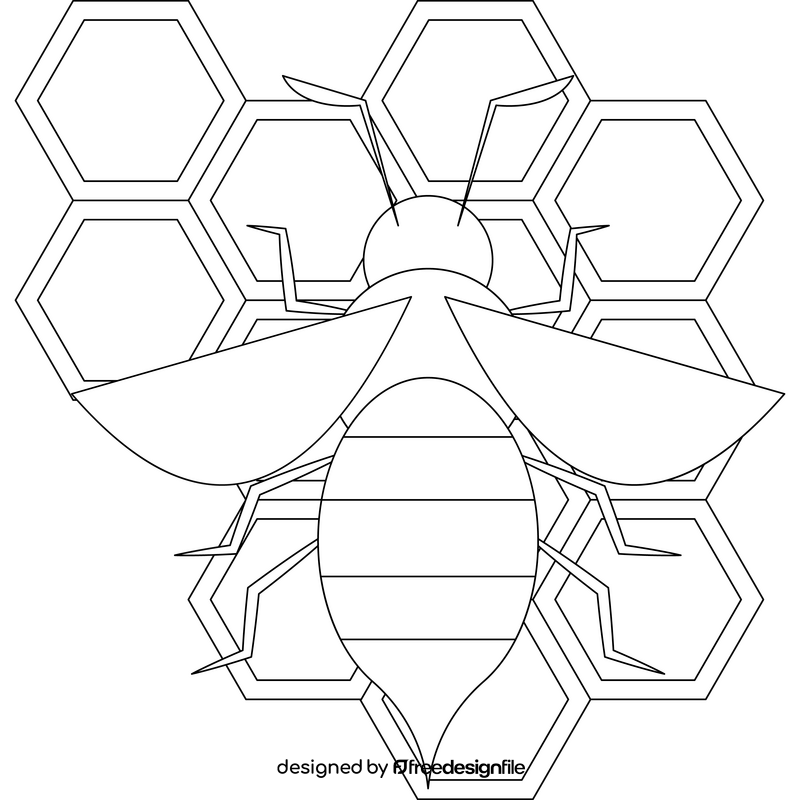 Bee outline black and white clipart