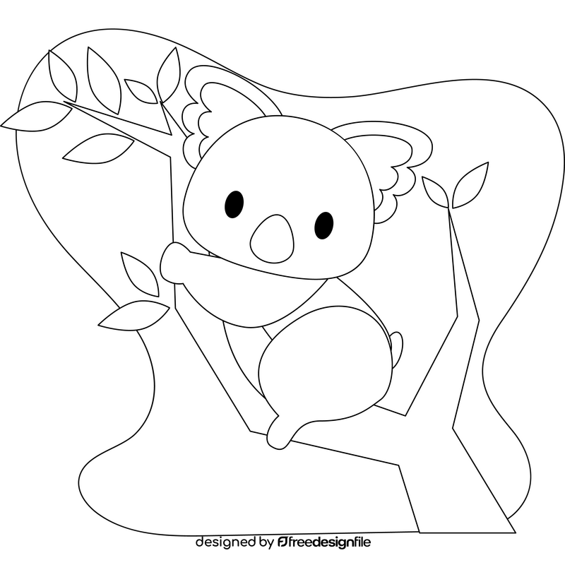 Koala baby outline black and white clipart