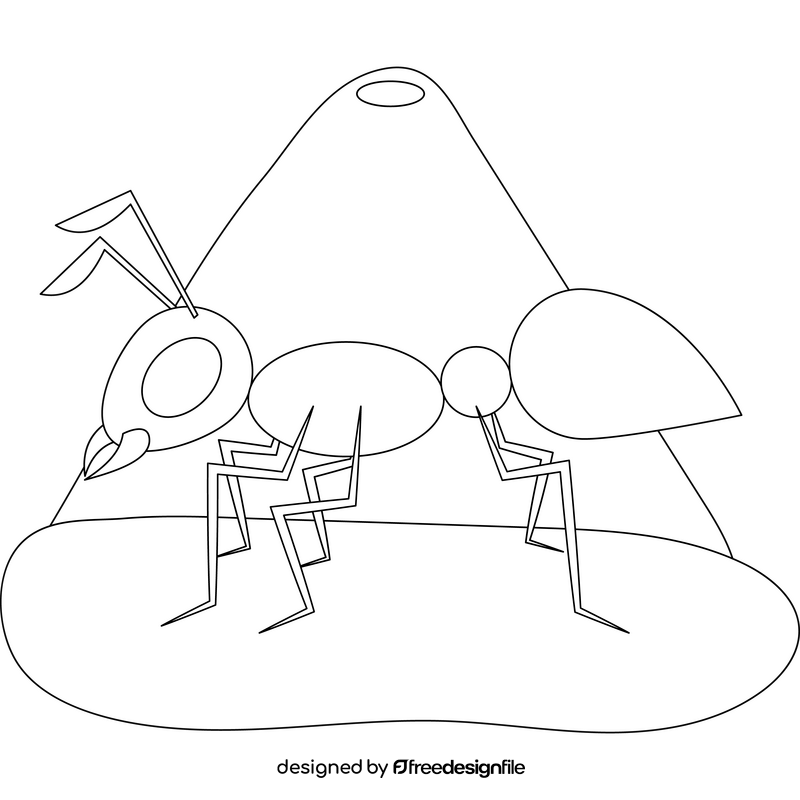 Ant outline black and white clipart