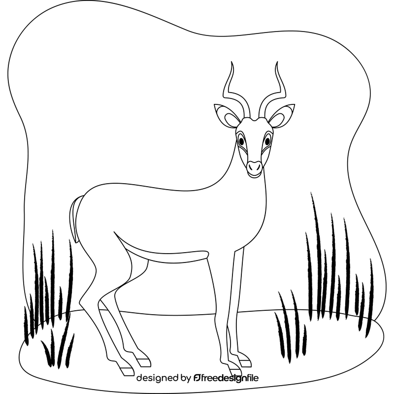 Gazelle outline black and white clipart