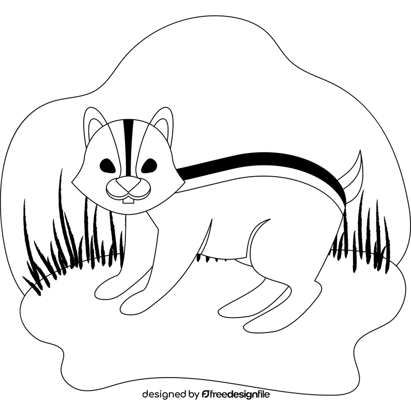 Chipmunk outline black and white clipart