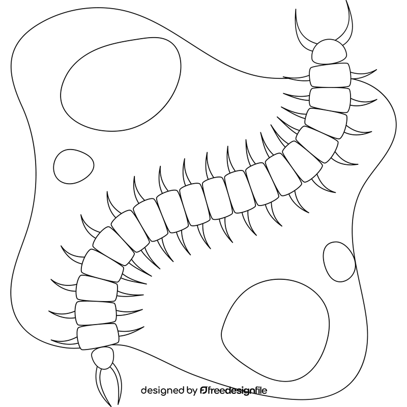 Centipede outline black and white clipart